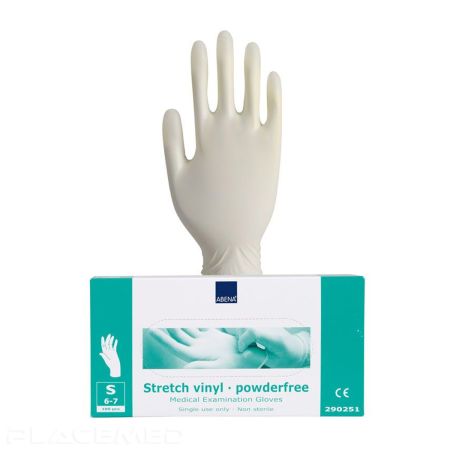 Non-Powdered Stretch Vinyl Exam Gloves - Box of 50 - Size S