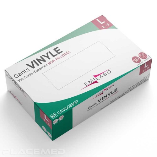 Gant Vinyle non poudré de la taille S à XL transparent - Boite de 100 gants,  carton