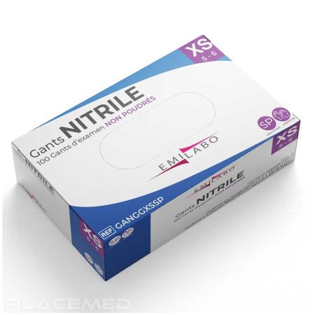 Emilabo Powder-Free Nitrile Examination Gloves - Box of 100 - Size 5/6 XS