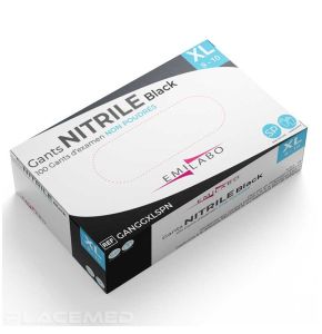 Emilabo Black Nitrile Gloves Powder-Free – Box of 100