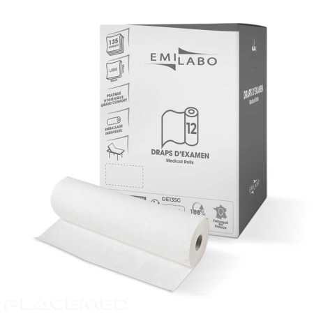 Emilabo Smooth White Exam Paper 2 Ply 50x35 135 Sheets - Pack of 12 Rolls