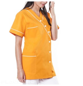 Medical Tunic for Women - TIMME Orange with White Trim - Sizes 0 to 6