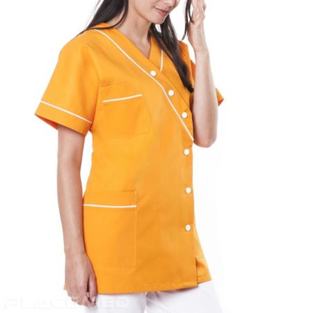 Women's Medical Tunic - TIMME Orange with White Trim - Size T 2