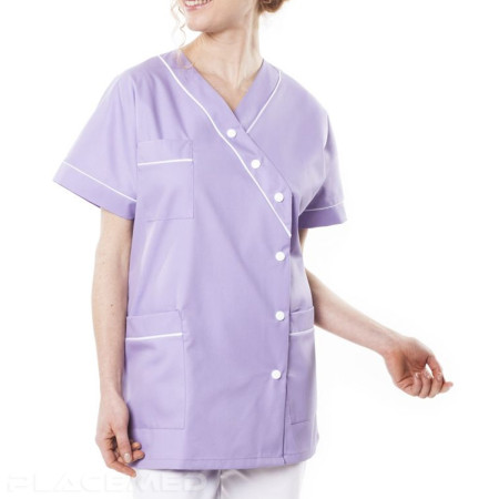 Women's Medical Tunic - TIMME Lilac with White Trim - Size T 2