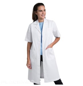 Professional White Coat for Women - Creyconfe - ALICANTE - Short Sleeves