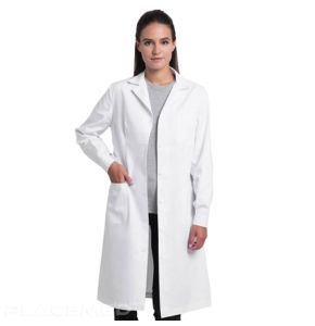 White Medical Coat for Women - ALICANTE - Creyconfe - Long Sleeves