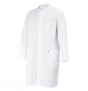 Unisex white coat BP 100% cotton - Long sleeves - 3 pockets