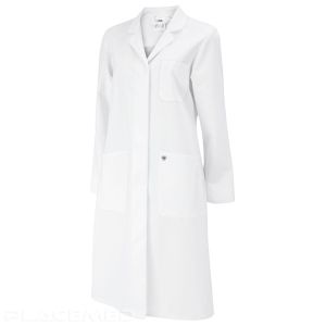 Women's white coat BP 100% cotton with cinching band at the back