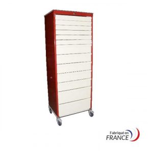 Armoire Médicale Mobile pour Tiroirs Jointifs 22 Glissières avec Fermeture Centralisée 