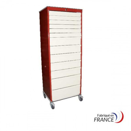 Mobile Medical Cabinet for Adjoining Drawers 22 Slides with Key Central Locking
