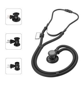 MDF Stéthoscope Sprague Rappaport - Pavillon Double et Interchangeable pour Adultes, Enfants et Nourrissons - Tout Noir