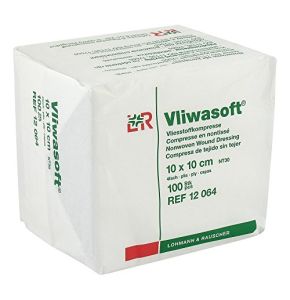 Vliwa Soft 12064 Compresses Non Stériles 4 Couches 10 cm x 10 cm (Lot de 100)