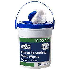 Tork Seau de Lingettes pour le nettoyage des mains - 1 x 58 lingettes humides - Blanc