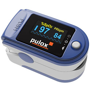 Oxymètre de pouls Pulox PO-200 bleu pour le doigt saturometre SpO2 pour mesurer la saturation en oxygène du sang