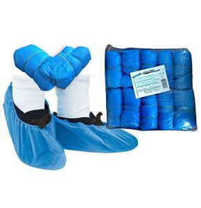 Lot de 1000 surchaussures jetables à usage unique en chlorure de polyéthylène de qualité Tiga-Med (Bleu)