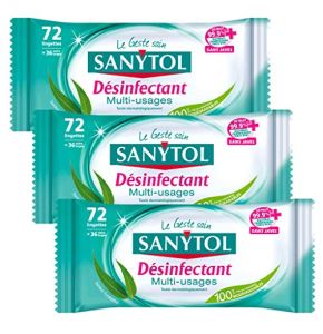 Sanytol Multi-Purpose Disinfectant Wipes x 72 - Pack of 3