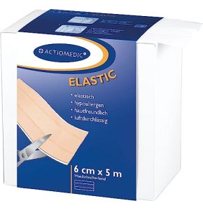 ACTIOMEDIC I ELASTIC Bande de pansements de premiers soins, Rouleau de sparadrap hypoallergénique pour enfants et adultes dans une boîte de range...