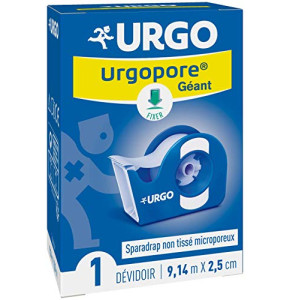 Urgo - Sparadrap avec Dévidoir - Fixation Pansements/Dispositifs - Microporeux - 9,14 m x 2,5 cm