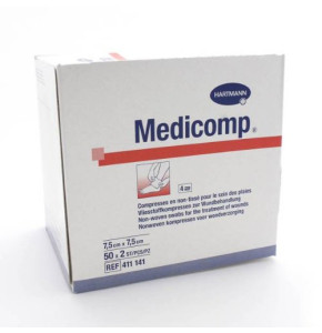 Hartmann Medicomp Compresses en Non-Tissé Stériles 7,5 x 7,5 cm 50 x 2 Pièces