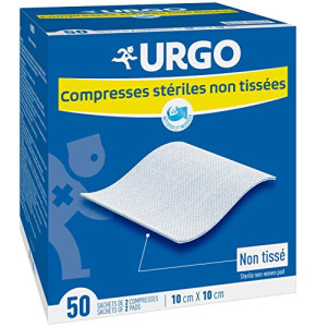 Urgo - Compresses stériles - Non tissées - Boîte de 50 sachets de 2 compresses - 10cm x 10cm