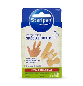 Steripan - Pansement Spécial Doigts - Idéal Pour Les Articulations De La Main - Ultra Extensibles - 3 Formats - x18