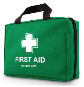 First Aid Kit Composed of 90 Items with Instant Cold Packs, Saline Solution, and Thermal Survival Blanket