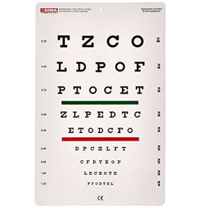 Gima Snellen 31301 Optometric Chart with Red and Green Bar 23 x 35.5 cm Distance 3 m