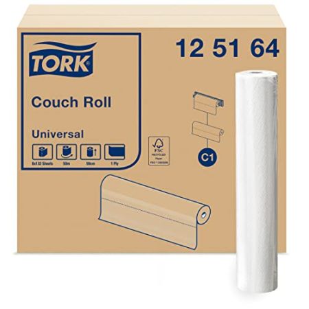 Tork 125164 Drap d'examen Universal - Blanc - 1 pli - Compatible avec le système C1 - 38 x 59 cm - 8 x 50,16 m