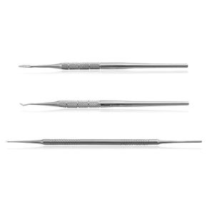 Blizzard Set de Podologie - Pèdicurie 3-Pièces - Lime de Coin, 13cm - Curette Double Têtes, 15 cm - Curette, 13 cm - Acier Chirurgical Inoxydabl...