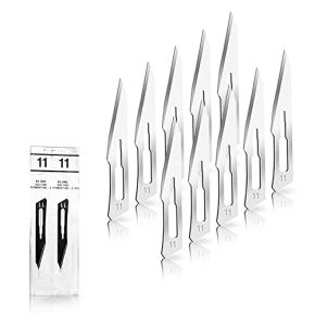 Lot de 10 lames de scalpel - Lames bistouri N° 11 - Lame chirurgicale stérile fabriquée en acier au carbone pour Manche de scalpel n°3 - emball...