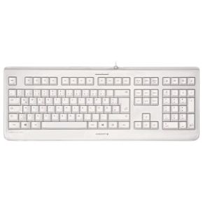CHERRY KC 1068, Disposition Française, Clavier AZERTY, Facile à Désinfecter, Clavier Filaire Étanche, Frappe Silencieuse, Blanc-Gris