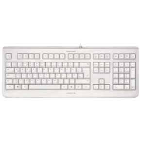 CHERRY KC 1068, disposition française, clavier AZERTY, facile à désinfecter, clavier filaire étanche, frappe silencieuse, blanc-gris