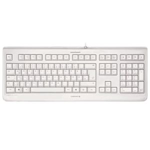 CHERRY KC 1068, Disposition Française, Clavier AZERTY, Facile à Désinfecter, Clavier Filaire Étanche, Frappe Silencieuse, Blanc-Gris