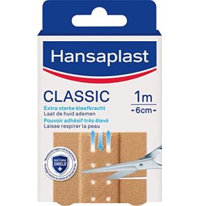 HANSAPLAST CLASSIC 10 Bandes de 10 cm x 6 cm, Pansements résistants à l’eau et à la poussière, Pansements adhésifs à découper pour toute l...