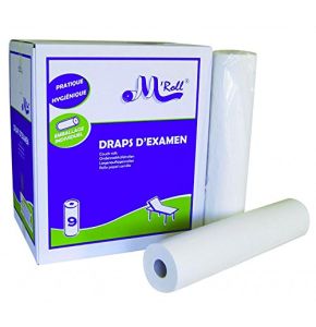 Draps D'Examen Point À Point Pure Ouate 2x17.5g/m² - Carton de 9 Rouleaux - 2 Plis - 135 Formats 50x35cm - J226PMR - Certifié France Medical Indu