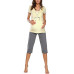 Italian Fashion IF Elegant Cotton Maternity Pajamas Yellow/Grey - Size S