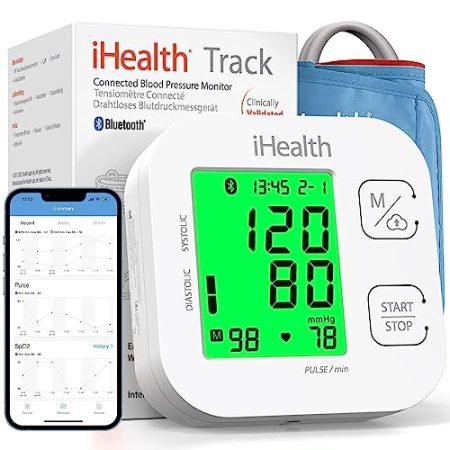 iHealth Track - Tensiomètre Bras pour Mesure Tension Artérielle, Pouls - 99 Mémoires - Affichage 3 Couleurs sur Écran LCD, Brassard Longue Port...