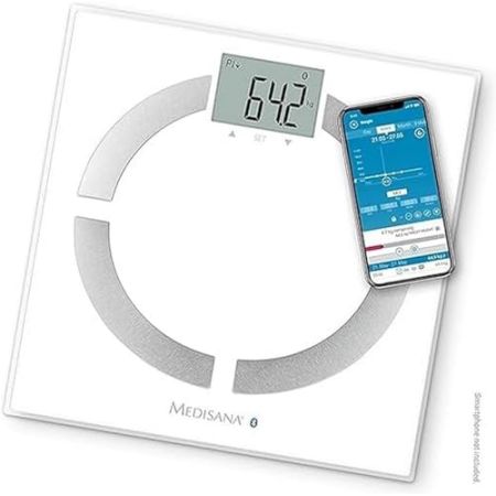 medisana BS 444 Pèse Personne Impédancemètre jusqu'à 180 kg, Balance Connectée, Bluetooth, BMI/Muscle/Graisse Corporelle/Masse Osseuse avec l'...