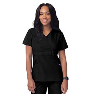 Sivvan Women's Wrap Top Scrubs - S8302 - Black - Size L