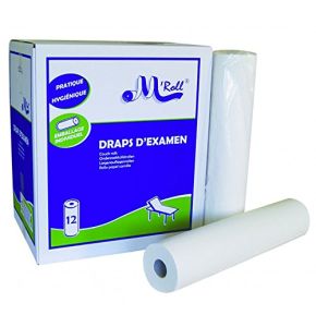 Draps D'Examen Pure Ouate 2x20g/m² - Carton de 12 Rouleaux - 2 Plis 150 Formats - 50x35cm - Certifié France Medical Industrie