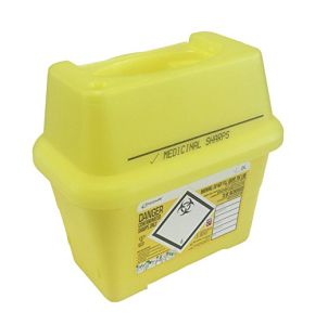 SHARPSAFE CONTENEUR POUR DéCHETS CLINIQUES BIODANGEUREUX JAUNE 2 l, LAME, AIGUILLE SERINGUE, ETIQUETTE, POUR OBJETS TRANCHANTS