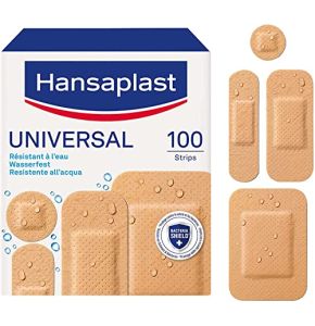 HANSAPLAST UNIVERSAL 100 pansements, Pansements résistant à l’eau et à la poussière, Pansements stériles prédécoupés pour toute la famille