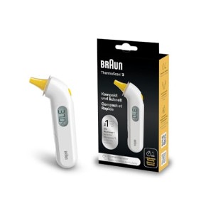 Braun ThermoScan 3 Ear Thermometer - Professional Accuracy - Fever Acoustic Indicator - Safe and Hygienic