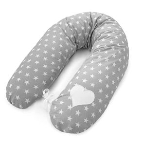 Amilian Coussin de Grossesse Multifonctionnel en Coton Gris - 170 cm
