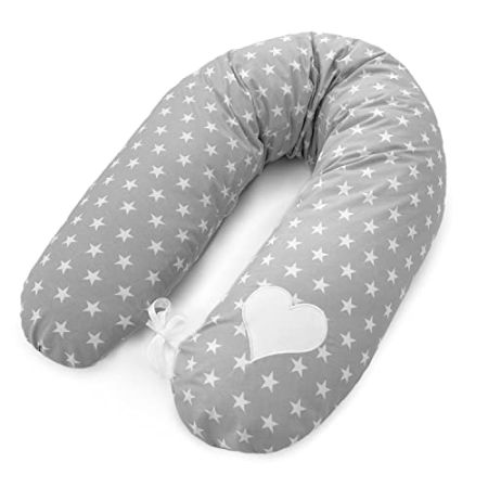 Amilian - Coussin de Grossesse Multifonctionnel en Coton Gris - Coussin Allaitement pour mères et bébés - Coussin d'allaitement pour Dormir sur ...