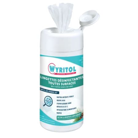 WYRITOL - Lingette désinfectante surfaces - nettoie et désinfecte - Sans rinçage - Usage unique - Multi usages - 120 pièces- Fabrication Franç...