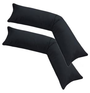 MOON, Set of 2 Jersey Side Positioning Cushions, 100% Cotton Pillowcase, Black Nursing Cushion, 2-Pack 40x200