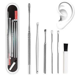 Yakamoz 6PCS Cérumen Curette Nettoyeur Médical Cure Oreilles INOX pour Oreille en Acier Cire Remover Ear Picks