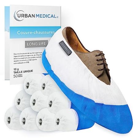 URBAN MEDICAL 50x Surchaussures Extra Résistant Jetable/Réutilisable avec Semelle Antidérapante | LONG LIFE | Étanche et Résistant Déchirure ...