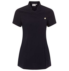 Press Stud Tunic - Beauty Hairdressing Massage Therapist Spa Health Work Nails Uniform - Navy Blue - 24